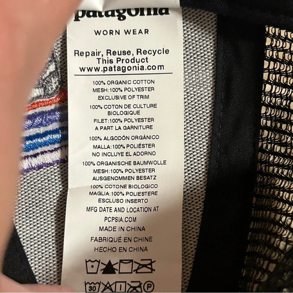 Patagonia Line Ridge Logo LoPro Trucker Hat Cap Black Embroidered Adjustable - Picture 6 of 6